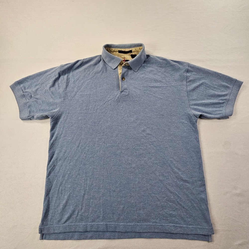 Reel Legends Stingray Pique Blue Short Sleeve Cotton Blend Polo Shirt Men's L